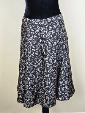 Vintage Jacob 100% Silk Ditsy Floral Midi Skirt Closet Staple